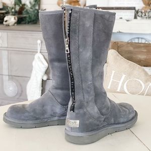Beautiful, gray, rare UGG boots with multimetallic zipper. Like new. Size 7.